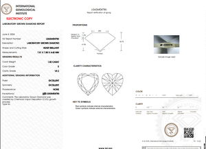 La mejor calidad VVS1 Lab Created Filled Loose Diamonds IGI Certified Heart Cut 1,5 CT E Color CVD Grown - Product Image 2