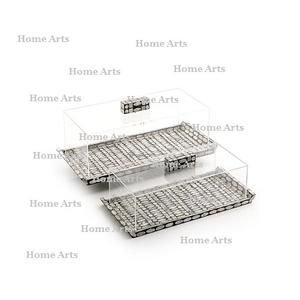 Plateau de service alimentaire incrusté de qualité supérieure avec couvercle en acrylique forme rectangulaire plateau à Dessert de taille personnalisée en Inde - Product Image 5