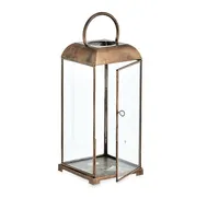Farol de Metal Clásico Grande, Hecho a Mano, Decoración Única para el Hogar, Patio, Impresión en Relieve, Portavelas de Vidrio Navideño