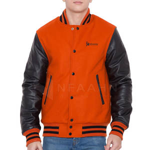 แจ็กเก็ตเลตเตอร์แมนสำหรับผู้ชายเสื้อแขนหนังคอตั้งสำหรับฤดูหนาว - Product Image 1