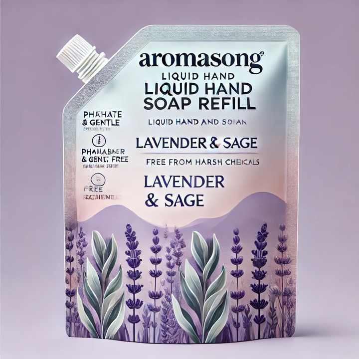 Private Label 4 oz Liquid Hand Wash Soap Refill Refreshing Lavender Sage Scent Organic Eco-Friendly Whitening Anti-Acne Made USA