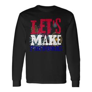 Maglietta a maniche lunghe con stampa fuochi d'artificio, 4 luglio, USA, America, camicia patriottica - Product Image 1