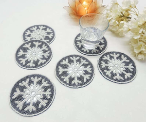 Sous-verres en verre perlé faits à la main - Sous-verres classiques pour boissons avec support en polyester (4x4 pouces) portables pour l'église et les événements religieux - Product Image 4