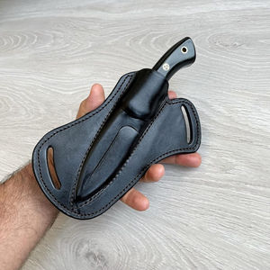 Couteau de chasse et Bowie de haute qualité en acier inoxydable de 8 pouces, à lame pleine, pointe clip, bord dentelé, manche en cuir personnalisable, OEM - Product Image 5