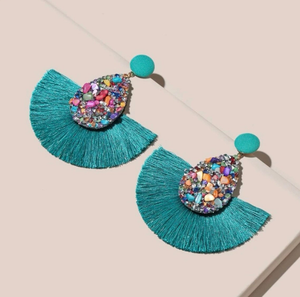 Premium Quality Fringe Tassel <b>Earrings</b> - Gold - Long - Product Image 2