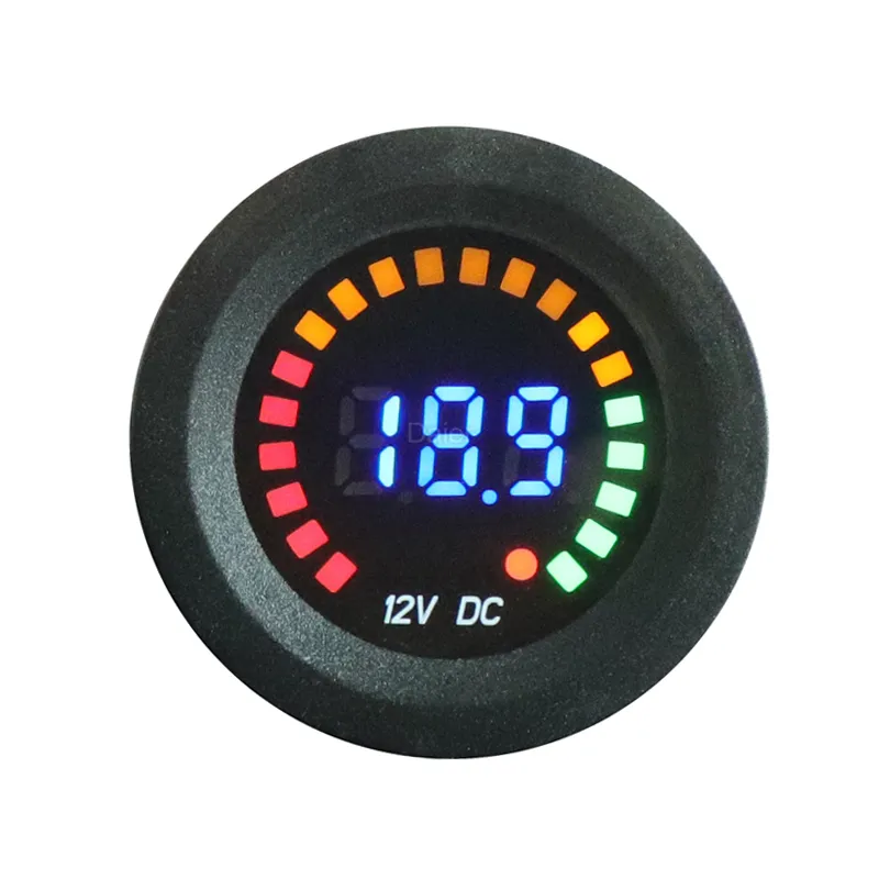 Daiertek 12VDC Volt Meter Voltmeter Mini Round Digital Voltmeter Car Motorcycle Voltmeter With LED Display