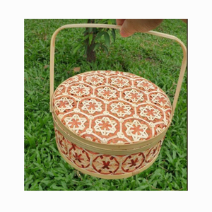 Cesta de almacenamiento de alimentos hecha a mano, cesta de picnic de bambú, 100% hecha a mano, el mejor precio para la venta, caja de cesta de mimbre de bambú Natural - Product Image 3