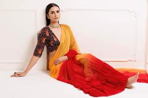 ผ้าส่าหรีแบบเต็มดีไซน์ใหม่เสื้อพิมพ์ลาย Georgette - Product Image 6