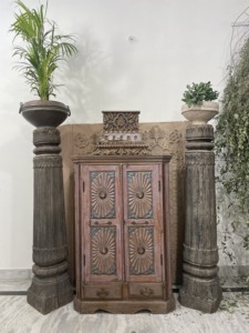 Gabinete de madera antiguo clásico de lujo con paneles de vidrio muebles decorativos para el hogar para sala de estar - Product Image 3