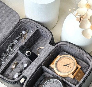 Leather <b>Watch</b> Roll Travel <b>Case</b> for Men and Women, Custom Groom Gift - Product Image 2