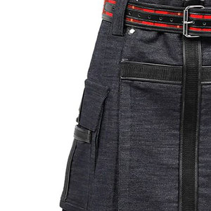Kilt de Mezclilla que Combina el Denim Resistente con Elegantes Detalles de Cuero, Bolsillos Tipo Cargo, Diseño Versátil, Kilt para Hombre - Product Image 6
