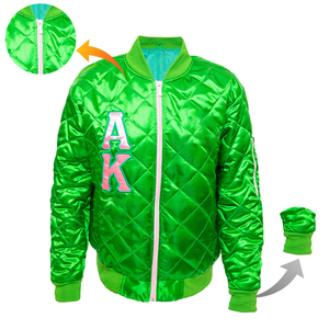 Chaquetas universitarias a prueba de viento AKA Sorority Fraternity personalizadas con colores y logotipos personalizados Chaqueta universitaria con cremallera para unisex - Product Image 1