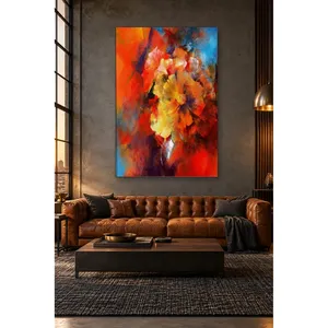Fida Red Orange Abstract Flower Bouquet <b>Canvas</b> Print - Product Image 4