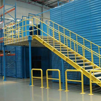 Système de plancher en mezzanine industriel robuste avec revêtement en poudre, plateforme en acier durable, étagères de stockage pour entrepôt, gain de place