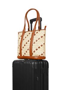 Bolso de mano trenzado Beige y marrón de lujo para mujer, logotipo personalizado, cierre de cremallera, precio al por mayor, bolsos de cuero de primera calidad - Product Image 6