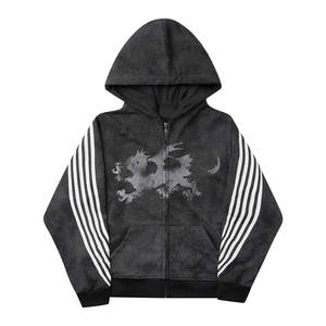 Sweat à capuche à cordon de serrage vintage personnalisé par le fabricant, imprimé délavé à l'acide, effet usé, 420 grammes, sweat à capuche français à vendre - Product Image 1