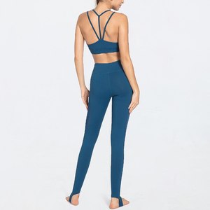 ชุดโยคะออกกำลังกายสำหรับผู้หญิง ออกแบบตามสั่ง OEM/ODM ผ้าสแปนเด็กซ์/โพลีเอสเตอร์ ยืดหยุ่นสูง เอวสูง พิมพ์ลาย ระบายอากาศ แห้งเร็ว ยืดได้ - Product Image 5