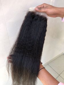 4x4 crépus fermeture droite dentelle transparente indien vierge donneur unique Extension de cheveux humains fournisseur indien sur les prix de gros - Product Image 4