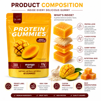 Gummies protéinés au mangue 17g de protéines par 100g, supplément nutritionnel quotidien masticable pour le fitness, formule personnalisée, OEM, marque privée