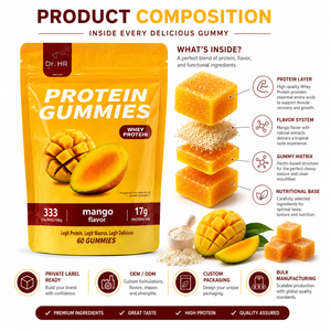Gomitas de Proteína de Suero de Mango, 17 g de Proteína por 100 g, Masticables, Suplemento Nutricional Diario para Fitness, Fórmula Personalizada, Marca Privada OEM - Product Image 2