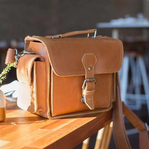ALW Sac pour appareil photo reflex numérique en cuir vintage personnalisé Sac de voyage à bandoulière de luxe pour photographes Étui en cuir portable de style ancien - Product Image 1