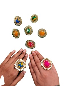 แหวนโพลีกีหินไข่มุกปรับได้เครื่องประดับผ้าปากีสถานอินเดียเครื่องประดับสำหรับงานแต่งงานบอลลีวูดสำหรับผู้หญิง - Product Image 6