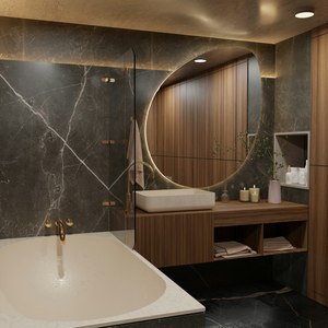 Armoire murale de salle de bain en bois, armoire de rangement murale avec poignées métalliques, unité de rangement au-dessus des toilettes - Product Image 3