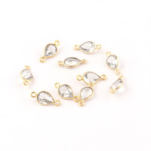 Actory-conector de piedras preciosas de cuarzo, conector de Latón chapado en oro amarillo, conectores de pulsera de doble bail DIY - Product Image 6