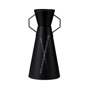 Vase à fleurs moderne en métal noir à facettes Design élégant en fer pour la maison, le bureau et les événements de mariage Poignées Pièce d'accent côtière - Product Image 4