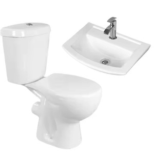 Fregadero de baño de estilo de Oriente Medio, lavabo de lavado de artículos sanitarios blancos con lavabo de inodoro de dos piezas - Product Image 5