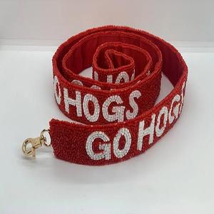 Correa de Bolso Deportiva Rectangular de Algodón con Cuentas de Cristal Go Hogs, Accesorio de Bolso Elegante Hecho a Mano con Personalización para el Día del Partido - Product Image 3