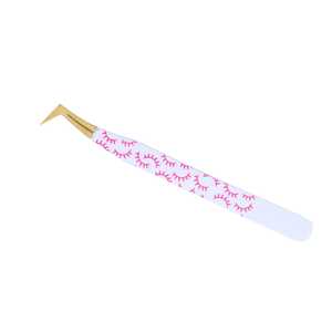 Pince à épiler d'extension de cils en acier inoxydable durable avec logo personnalisé papier enduit incurvé/volume russe/pointe pointue de cils à 45 degrés - Product Image 4