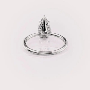 IGI Certified Pear Cut Lab Grown Diamond Hidden Halo Engagement & Wedding <b>Ring</b> in Solid 925 Sterling Silver - Product Image 2