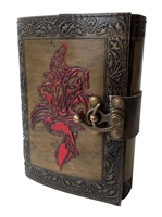 Journal en cuir véritable fait à la main avec un motif de loup en relief, double couleur, vintage, livre de sorts, grossiste, avec serrure en métal, meilleur cadeau