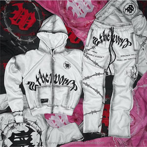 Nuevos conjuntos de Sudadera con capucha con estampado de soplo para hombres y mujeres, pantalones de chándal con serigrafía, chándales Unisex Y2K, moda para hombres a granel - Product Image 5