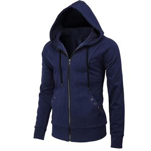 Nouveaux sweats à capuche décontractés pour hommes, zippés, épais, respirants, à motif uni, personnalisables, en polyester/coton - Product Image 3