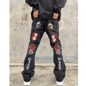 Pantalones vaqueros éxito de ventas con logotipo personalizable, pantalones vaqueros bordados de alta calidad para autocultivo elástico, pantalones vaqueros de calle Hip Hop para hombre - Product Image 2