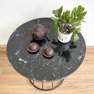 <b>Antique</b> Iron Frame Round <b>Sofa</b> Table with Stone Top Industrial Design Style Living Room Furniture-TT68239 - Product Image 6