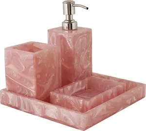 Ensemble d'accessoires de salle de bain en résine de conception américaine exclusive, quatre pièces, avec une qualité supérieure, taille et forme personnalisées - Product Image 1