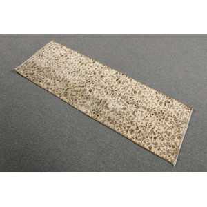 1.7x4.8 ft Small Turkish Rug Vintage Patchwork Design Eco Friendly <b>Brown</b> White <b>Wool</b> Rug with Latex Backing - Product Image 2