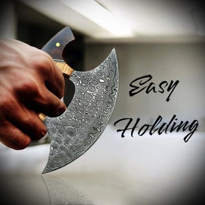 Couteau Ulu, couteau coupe-pizza en acier damas forgé à la main de 6 "avec manche en bois antidérapant, couteau hachoir à salade de qualité supérieure. - Product Image 6