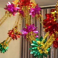 Guirlande Métallique Colorée en Feuille Métallisée à Suspendre au Plafond pour Décoration de Fête de Noël, Centre Commercial, Supermarché, Festival