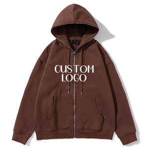 Sudaderas con capucha con logotipo personalizado estampado liso Vintage bordado diamantes de imitación en blanco cremallera completa sudaderas sobre la cara Sudadera con capucha para hombre servicio OEM - Product Image 2