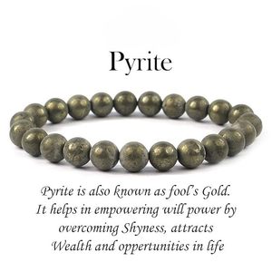 NOVAMART Fine Authentic Raw Pyrite Ball Shape Astrology Healing Crystal Bracelet <b>Bangle</b> Certificate Authenticity for Everyday We - Product Image 2