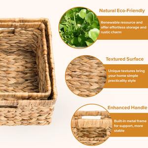 ตะกร้าสาน ตะกร้าหวายสำหรับวางบนชั้นวาง พร้อมหูหิ้ว ตะกร้าเก็บของทำมือ ขายส่ง เป็นมิตรกับสิ่งแวดล้อม ผลิตในเวียดนาม - Product Image 6