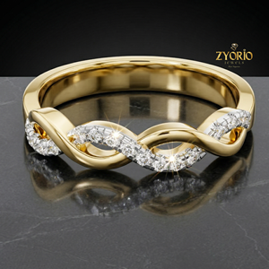 <b>Infinity</b> Wave 14K GOLD Lab Grown Diamond Ring Women Elegant Twisted Band Wedding Jewelry - Product Image 5
