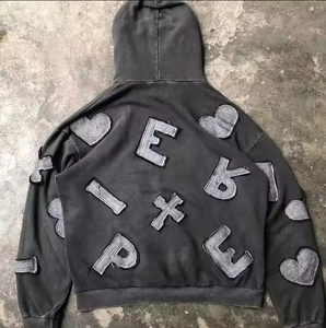 Sudadera con Capucha Personalizada de Alta Calidad para Hombre, de Invierno, Oversize, Corta, 100% Algodón Lavado, con Bordado Desgastado, Ecológica y de Secado Rápido - Product Image 3