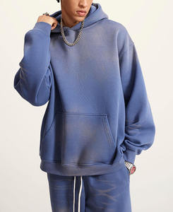 เสื้อฮู้ดดี้โอเวอร์ไซส์สุดหรู ผ้าฝ้ายฟลีซ 100% ล้างสีแบบแอซิดวอช พิมพ์ลายดิจิตอลปักลายฤดูหนาว แบบซันเฟด  สำหรับใส่เล่นกีฬา - Product Image 1
