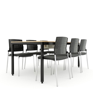 Uconcept HBUC053 System 180x90cm Industrial Style Plywood Meeting <b>Table</b> with Iron Legs Oval Concrete Color for Hotels <b>Offices</b> - Product Image 4