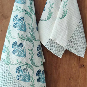 Toalla de baño de algodón de alta calidad Kalakari Tripti azul cielo Handblock impreso para adultos unisex uso diario - Product Image 1